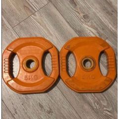 2x 5kg plates with ez bar