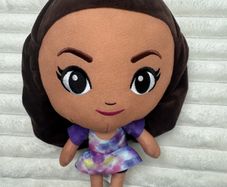 Barbie Chibi Mattel Plush Doll Brown Hair Tie Dye Dress approx. 12 USed Please see pictures