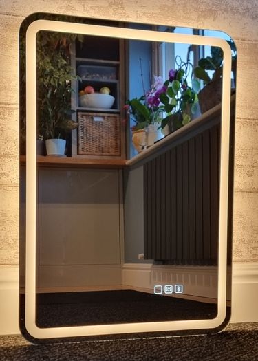LED Bathroom Mirror 50x70cm Speakers Antifog Ensuite Makeup Vanity Cosmetic Dual LED Dimmable