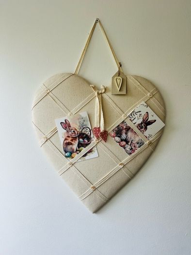 Linen heart notice board