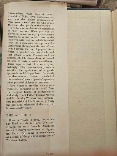 Non Violence And The Christian Conscience  By P. Regamey O.p. First Edition Hardback With Dustjacket In Good Condition.  See Photos For Same.