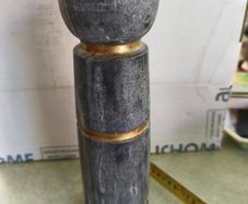 Marble column gold and dark gray candle holder.