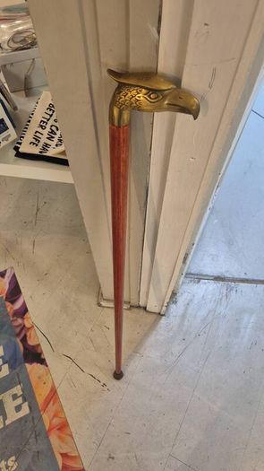 Vintage walking stick solid brass eagle head