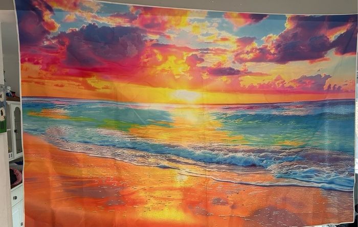 Colourful beach backdrop 5x3ft