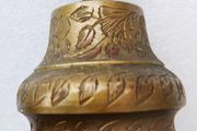 Vintage Brass Bell Etched Ornate Leaf Feather