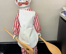 Vintage Kitchen Helper Ceramic Doll with Utensils