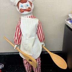 Vintage Kitchen Helper Ceramic Doll with Utensils