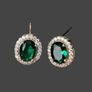 18k Gold Vermeil Colombian Emerald Halo Earrings Image 10