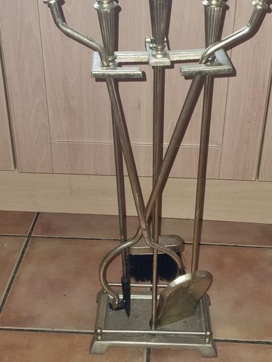 Classic brass fireplace accessories set