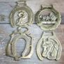 Vintage Solid Brass Horseshoe Brass Horse Saddle Harness Medallion Ornament Image 3