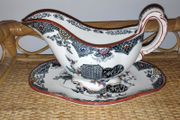 Antique T.Furnival &amp; Sons Formosa gravy/ sauce boat with underplate