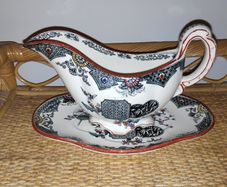 Antique T.Furnival & Sons Formosa gravy/ sauce boat with underplate