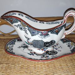 Antique T.Furnival & Sons Formosa gravy/ sauce boat with underplate