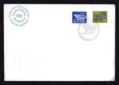 1980 Ireland 15p dog and 16p stag Gerl Definitive Stamp series First Day Cover (FDC) with Cork Pictorial Cancel