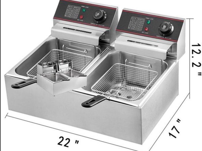 Commercial Deep Fryer 12L Electric Fryer 5000W Twin Basket YB-82 Dual Tank Electric Deep Fryer Countertop Stainless Steel French Fry for Commercial Uses 1 x 12 Ltr 5000
