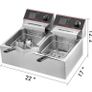 Commercial Deep Fryer 12L Electric Fryer 5000W Twin Basket YB-82 Dual Tank Electric Deep Fryer Countertop Stainless Steel French Fry for Commercial Uses 1 x 12 Ltr 5000 Image 4