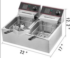 Commercial Deep Fryer 12L Electric Fryer 5000W Twin Basket YB-82 Dual Tank Electric Deep Fryer Countertop Stainless Steel French Fry for Commercial Uses 1 x 12 Ltr 5000