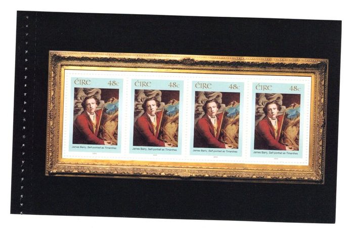 2003 Ireland 140th Anniversary of National Gallery of Ireland Commemorative Stamp 2nd Issue Booklet Pane "Self-Portrait as Timanthes" by James Barry, Mint Never Hinged (MNH). Hibernian HP140