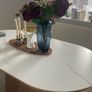 Blue Glass Face Vase & Peony Roses Image 2