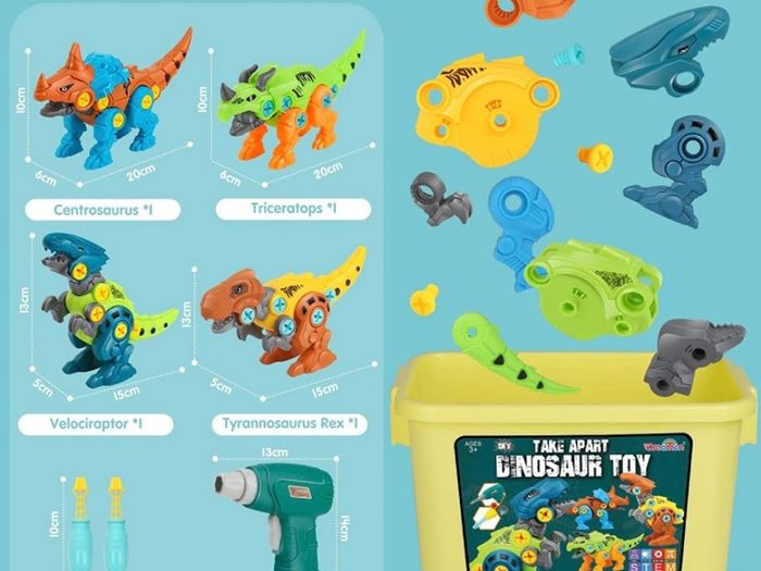 Take Apart Dinosaur Toys for Kids with Storage Box Electric Drill, DIY Construction Build Set Educational STEM Gifts for Boys Girls (FREE POSTAGE)