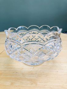 Vintage Waterford Crystal Scalloped Edge Footed Fruit Bowl