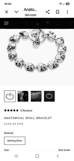 Biker skull silver braclet