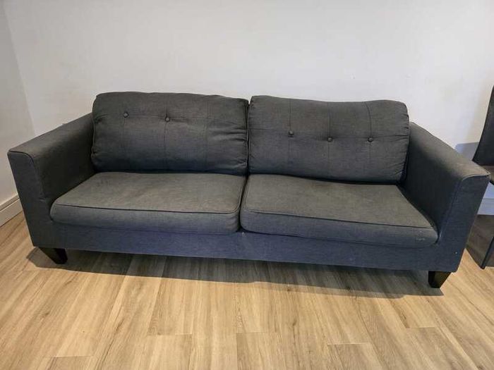 Dark Grey 3 Seater Modern Fabric Sofa