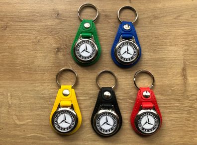 Brand new synthetic leather Mercedes Benz key ring with shopping trolley token/coin