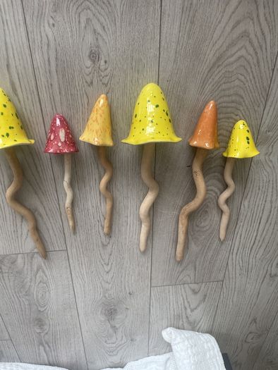 Handmade Ceramic Mushrooms x 6