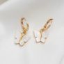 Butterfly Hoop Earrings Delicate Mother-of-Pearl Dangles Image 2