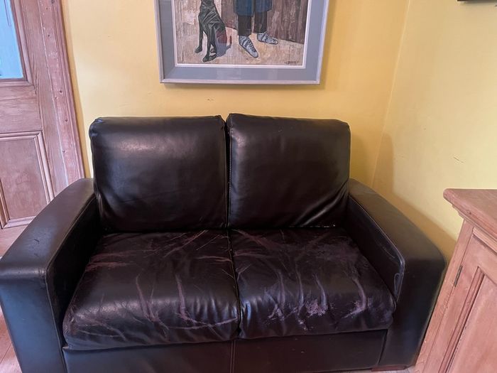 brown leather sofa