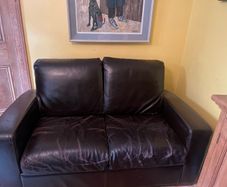 brown leather sofa