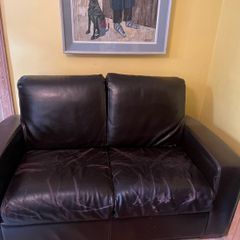 brown leather sofa
