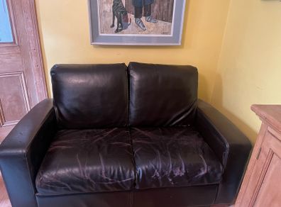 brown leather sofa