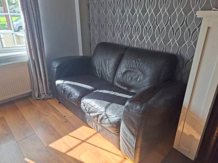 FREE - Natuzzi Black Leather 2 Seat Sofa