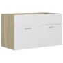 Sink Cabinet with Built-in Basin White and Sonoma Oak Chipboard Image 8