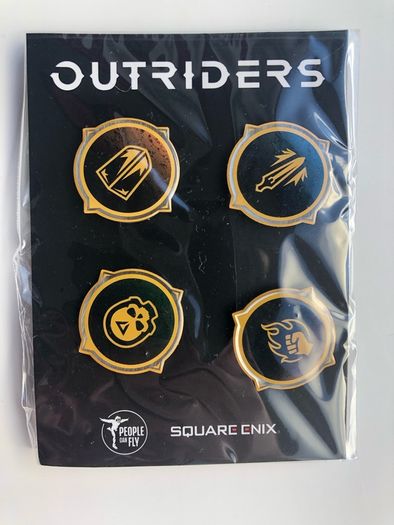 Monster Hunter Rise Cat Keyring & Outriders Pin Badge Set
