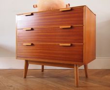 Vintage Teak Chest Of Three Drawers Mid Century Retro 1960s