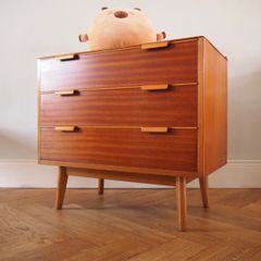 Vintage Teak Chest Of Three Drawers Mid Century Retro 1960s