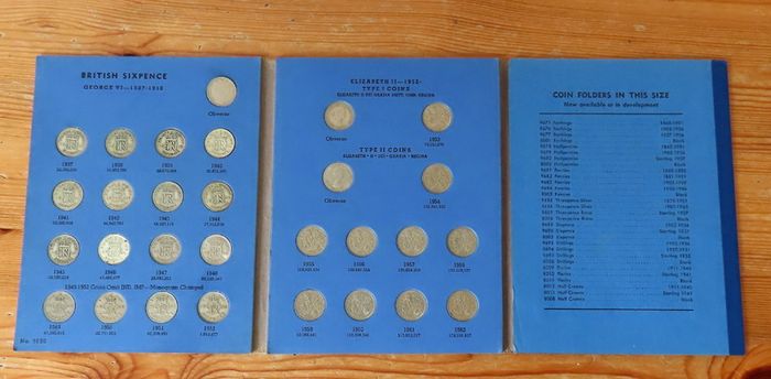 Great Britain Sixpence 1937 To 1967 [34 Coins Inc 10 x Silver Pre 47] Whitman Folder
