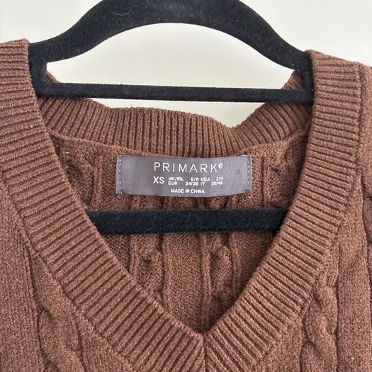 Brown cable knit vest Primark