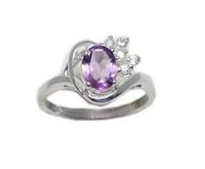 Sterling Silver genuine Amethyst ring & CZ Diamonds