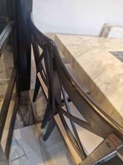 marble table and 6 chairs