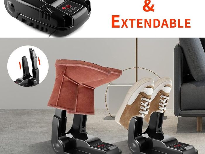 Boots Dryer, Electric Foot Warmer with Timer Shoe Adjustable Odour Eliminator Damp and Wet Remover Foldable Quick Dryer Electric Shoe Dryer for Drying Shoes Boots Gloves Socks