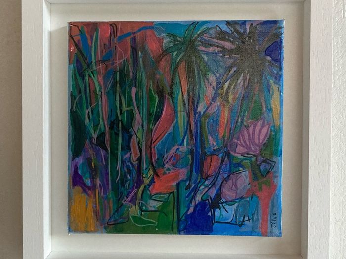 FREE Frame Original Art Original Painting Tropical Art Botanical Art Blue Painting