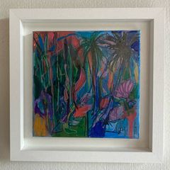 FREE Frame Original Art Original Painting Tropical Art Botanical Art Blue Painting