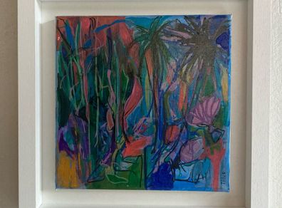 FREE Frame Original Art Original Painting Tropical Art Botanical Art Blue Painting