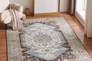Washable Rugs Living Room Boho Rug for Bedroom Anti Slip Rugs Classic Large Rugs for Living Room Vintage Area Rugs Soft Short Pile Rug Washable Rugs Vintage 80x150CM Blue