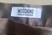 Designer Moschino chocolate brown metallic leather look pencil knee skirt 10 S