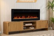 50" Wall Mounted Electric Fireplace, Winslow, Black With 1kW-2kW Heater, 9 Colour LED Flame Effect, Logs &amp; Crystals Included, Touch Screen &amp; Remote Control, TV Safe Media Wall